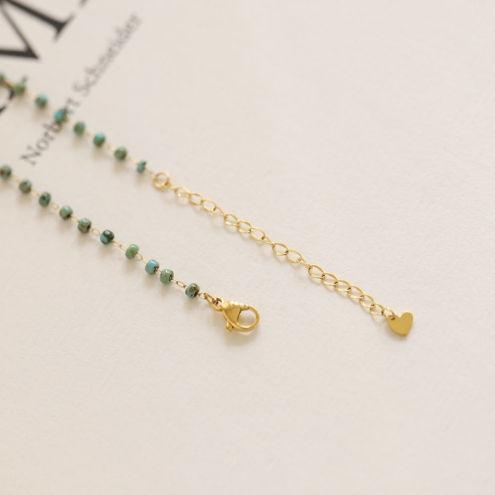 Raindrop Charm Turquoise Beaded Necklace