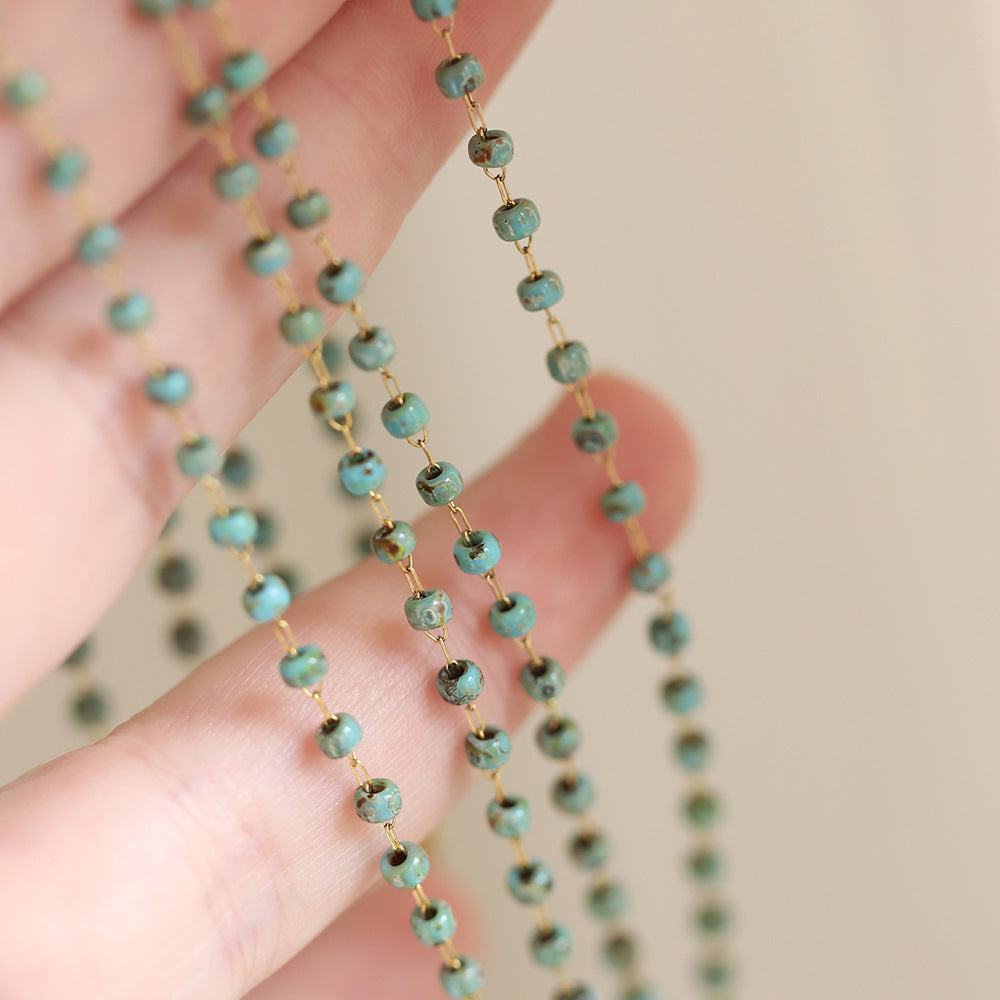 Raindrop Charm Turquoise Beaded Necklace