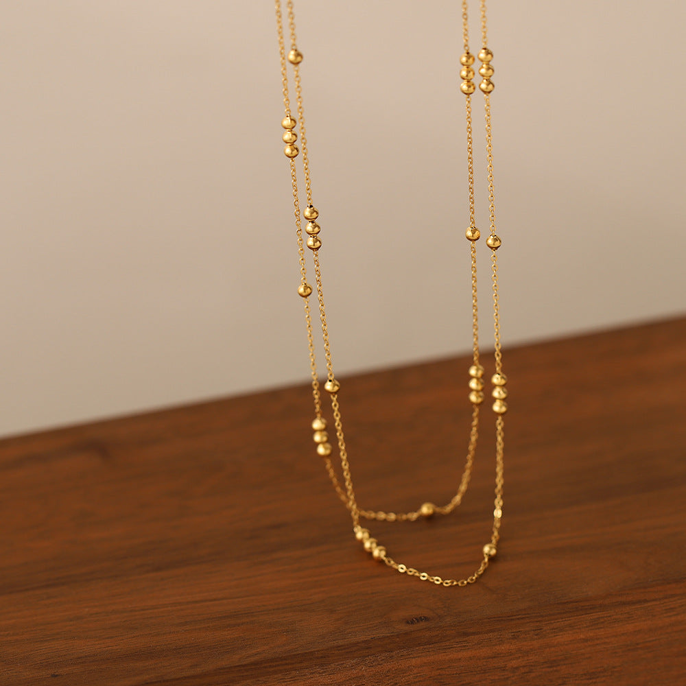 Adjustable Beaded Double Chain Necklace