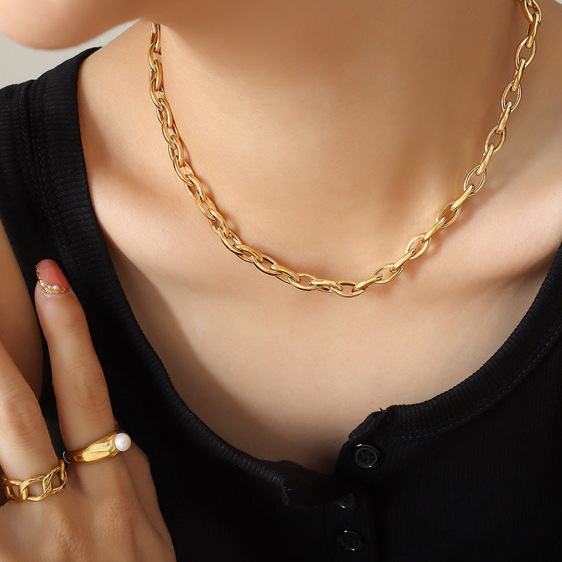 Niche Hip Hop Trendy Cool Copper Material Ornament Simple Chain