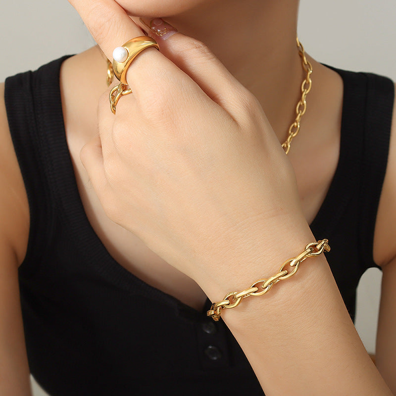 Niche Hip Hop Trendy Cool Copper Material Ornament Simple Chain