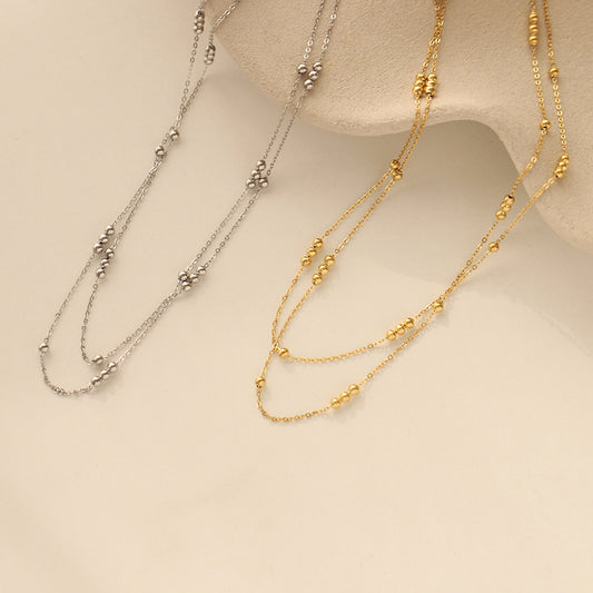Adjustable Beaded Double Chain Necklace